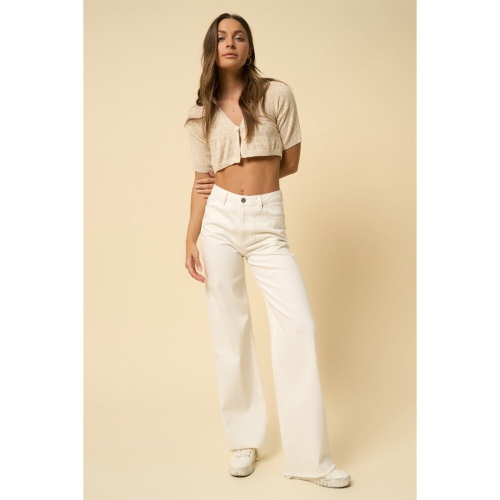 NWT Denim Lab Wide Leg Jeans, Raw Hem, High Waist